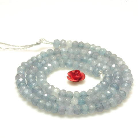 YesBeads Blue Jade faceted rondelle beads gemstone wholesale 3x4mm 15"