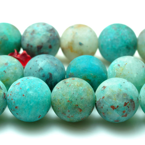 Natural green Chrysocolla matte round loose beads gemstone wholesale bracelet necklace diy