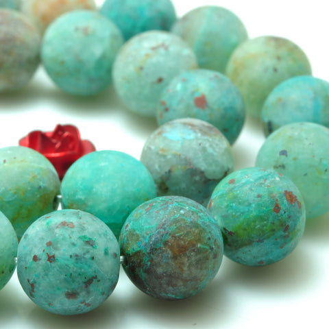 Natural green Chrysocolla matte round loose beads gemstone wholesale bracelet necklace diy