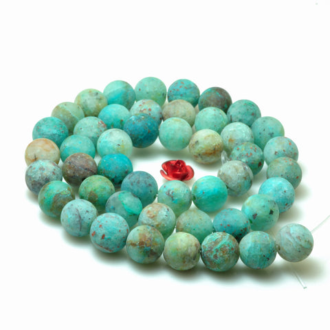 Natural green Chrysocolla matte round loose beads gemstone wholesale bracelet necklace diy