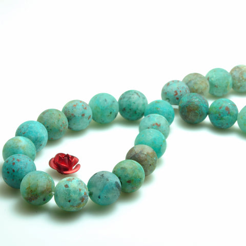 Natural green Chrysocolla matte round loose beads gemstone wholesale bracelet necklace diy