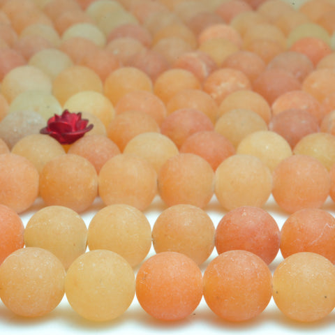 YesBeads Natural Orange Aventurine smooht round loose beads gemstone wholesale 15"