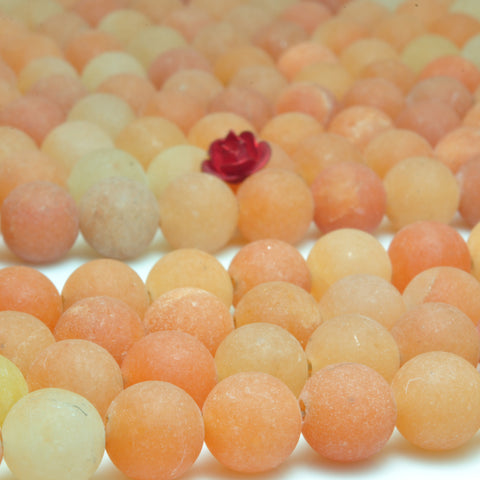 YesBeads Natural Orange Aventurine smooht round loose beads gemstone wholesale 15"
