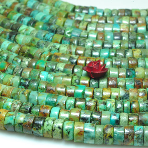 YesBeads Natural African Turquoise smooth heishi wheel beads green gemstone wholesale jewelry 15"