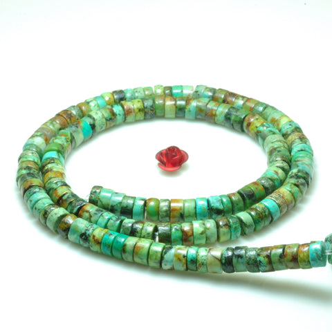 YesBeads Natural African Turquoise smooth heishi wheel beads green gemstone wholesale jewelry 15"