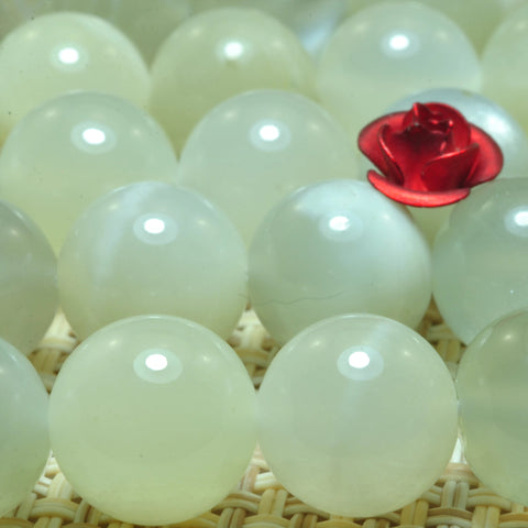 YesBeads Natural moonstone smooth round loose beads 10mm gray white gemstones wholesale jewelry making 15"