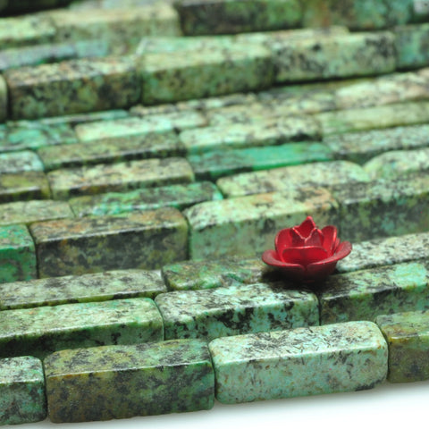 African turquoise beads natural green turquoise smooth rectangle beads gemstone wholesale jewelry making 15''