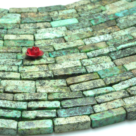 African turquoise beads natural green turquoise smooth rectangle beads gemstone wholesale jewelry making 15''