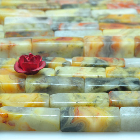 YesBeads natural Crazy lace agate natural stone smooth rectangle stick beads gemstone wholesale jewelry making 15 inches