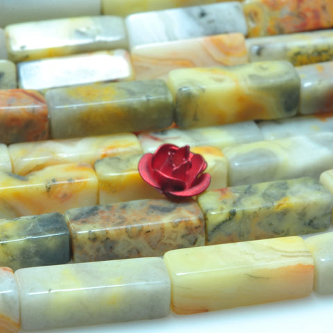 YesBeads natural Crazy lace agate natural stone smooth rectangle stick beads gemstone wholesale jewelry making 15 inches