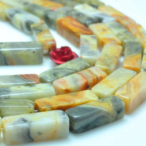 YesBeads natural Crazy lace agate natural stone smooth rectangle stick beads gemstone wholesale jewelry making 15 inches
