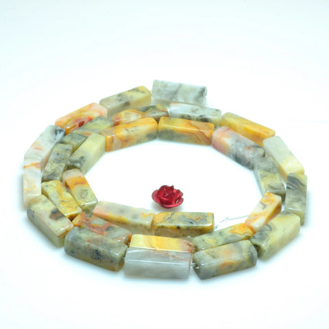 YesBeads natural Crazy lace agate natural stone smooth rectangle stick beads gemstone wholesale jewelry making 15 inches