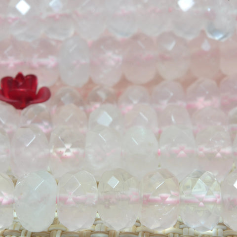 Natural Rose quartz beads pink gemstone faceted rondelle loose beads jewelry wholesale bracelet design 15''