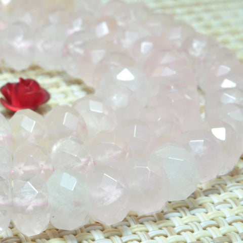 Natural Rose quartz beads pink gemstone faceted rondelle loose beads jewelry wholesale bracelet design 15''