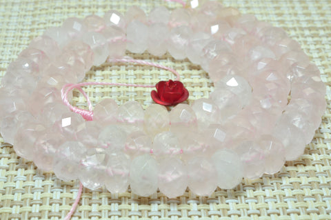 Natural Rose quartz beads pink gemstone faceted rondelle loose beads jewelry wholesale bracelet design 15''