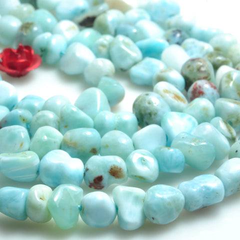 YesBeads Natural Larimar gemstone smooth pebble chip loose beads blue stones wholesale jewelry making bracelet design 15''