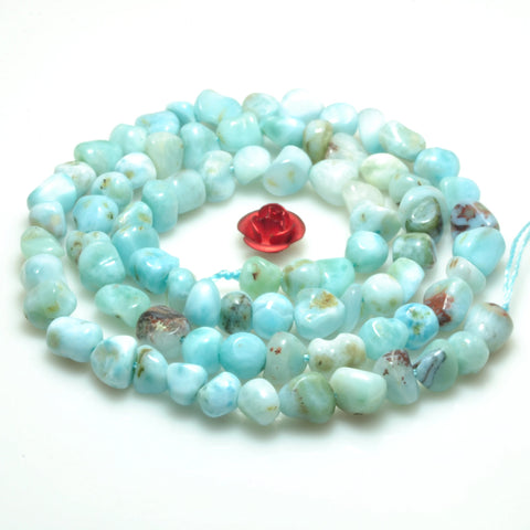 YesBeads Natural Larimar gemstone smooth pebble chip loose beads blue stones wholesale jewelry making bracelet design 15''