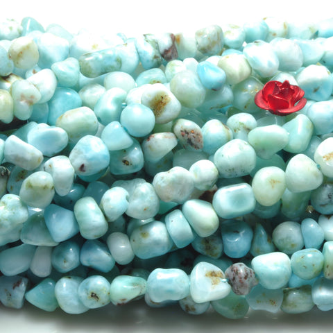 YesBeads Natural Larimar gemstone smooth pebble chip loose beads blue stones wholesale jewelry making bracelet design 15''