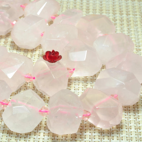 YesBeads Rose quartz beads natural pink gemstone faceted nugget chunks beads