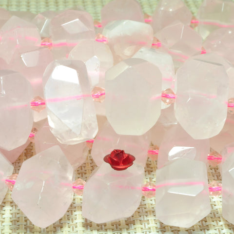 YesBeads Rose quartz beads natural pink gemstone faceted nugget chunks beads