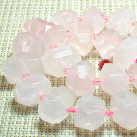 YesBeads Rose quartz beads natural pink gemstone faceted nugget chunks beads