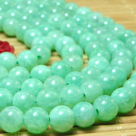 Malaysia jade smooth round loose beads green gemstone wholesale jewelry making 6mm-12mm 15"