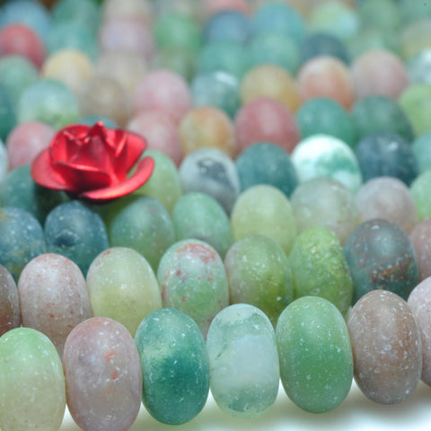 YesBeads Natural Indian Agate matte rondelle beads gemstone wholesale jewelry 15"
