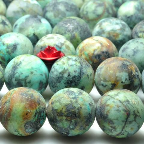 Natural African turquoise matte round loose beads green gemstones wholesale jewelry making 6mm-12mm 15"