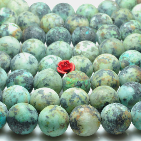 Natural African turquoise matte round loose beads green gemstones wholesale jewelry making 6mm-12mm 15"