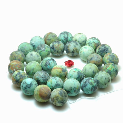 Natural African turquoise matte round loose beads green gemstones wholesale jewelry making 6mm-12mm 15"