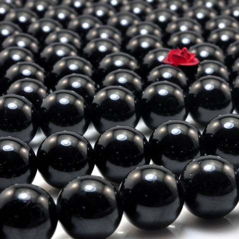Natural black tourmaline gemstone smooth round loose beads wholesale jewelry making bracelet necklace diy