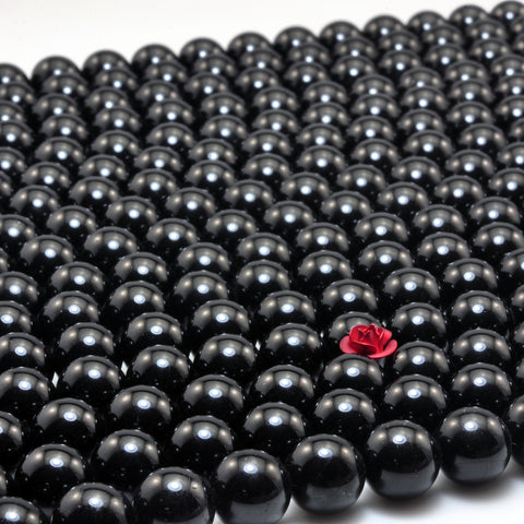 Natural black tourmaline gemstone smooth round loose beads wholesale jewelry making bracelet necklace diy