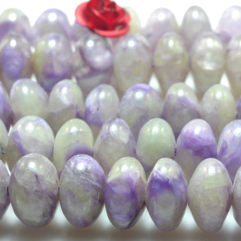 YesBeads Natural Charoite gemstone smooth rondelle loose beads wholesale purple charoite jewelry making 5x8mm 15"