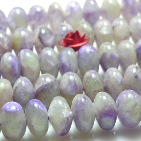 YesBeads Natural Charoite gemstone smooth rondelle loose beads wholesale purple charoite jewelry making 5x8mm 15"