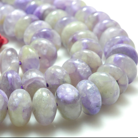 YesBeads Natural Charoite gemstone smooth rondelle loose beads wholesale purple charoite jewelry making 5x8mm 15"