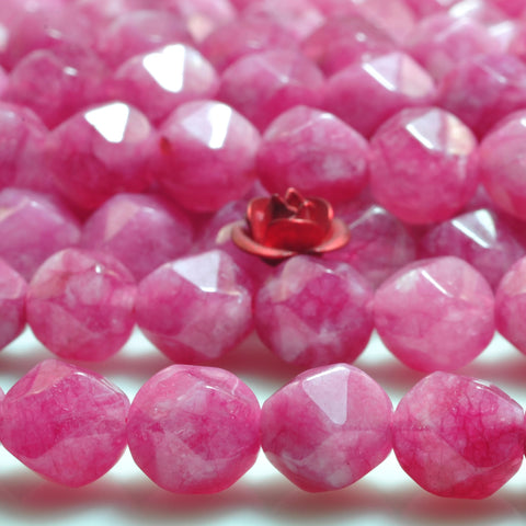 YesBeads Alabaster stone star cut faceted nugget loose beads peach red gemstone wholesale jewelry making 15"