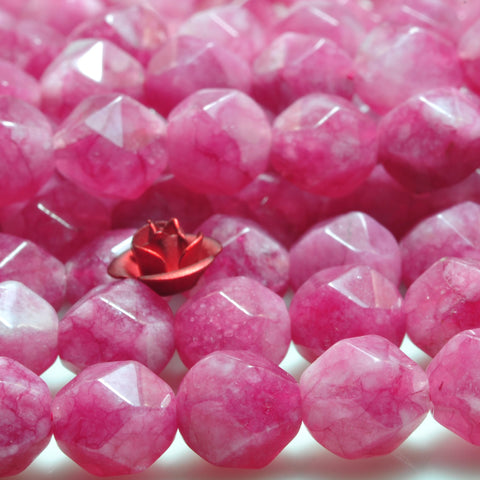 YesBeads Alabaster stone star cut faceted nugget loose beads peach red gemstone wholesale jewelry making 15"