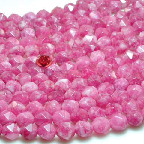 YesBeads Alabaster stone star cut faceted nugget loose beads peach red gemstone wholesale jewelry making 15"