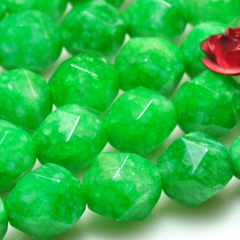 YesBeads Alabaster stone star cut faceted nugget loose beads green gemstone wholesale jewelry making bracelet design 15''