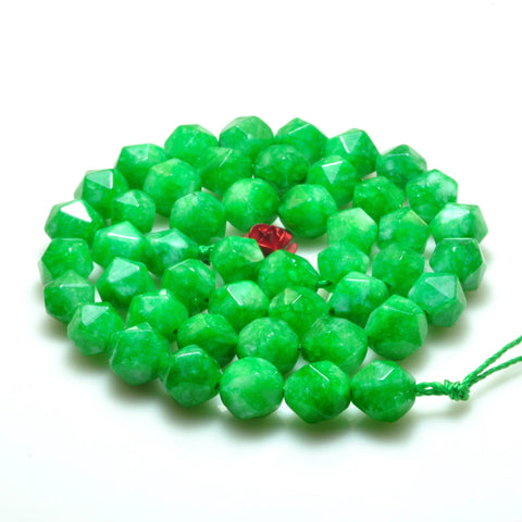 YesBeads Alabaster stone star cut faceted nugget loose beads green gemstone wholesale jewelry making bracelet design 15''