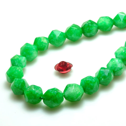YesBeads Alabaster stone star cut faceted nugget loose beads green gemstone wholesale jewelry making bracelet design 15''