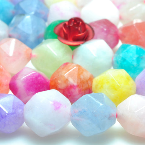 YesBeads Alabaster stone star cut faceted nugget loose beads mixed rainbow gemstone wholesale jewelry making 15''