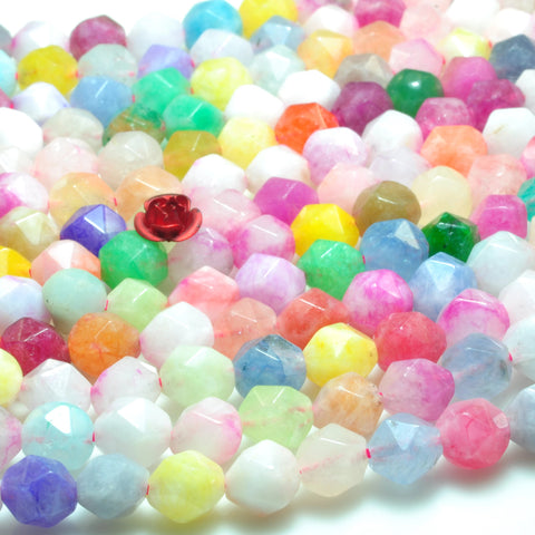 YesBeads Alabaster stone star cut faceted nugget loose beads mixed rainbow gemstone wholesale jewelry making 15''