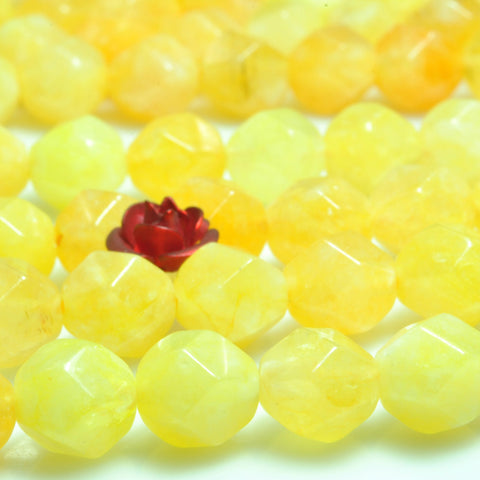 YesBeads Alabaster stone star cut faceted nugget loose beads yellow gemstone wholesale jewelry making bracelet design 15''