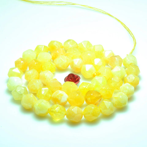 YesBeads Alabaster stone star cut faceted nugget loose beads yellow gemstone wholesale jewelry making bracelet design 15''