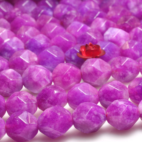 YesBeads Alabaster stone star cut faceted nugget loose beads red gemstone wholesale jewelry making bracelet design 15"