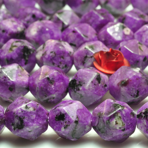 YesBeads Alabaster stone star cut faceted nugget loose beads purple gemstone wholesale jewelry making 15"