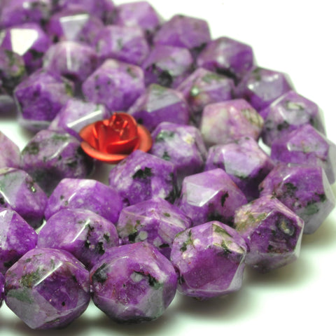 YesBeads Alabaster stone star cut faceted nugget loose beads purple gemstone wholesale jewelry making 15"