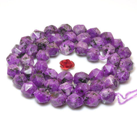YesBeads Alabaster stone star cut faceted nugget loose beads purple gemstone wholesale jewelry making 15"