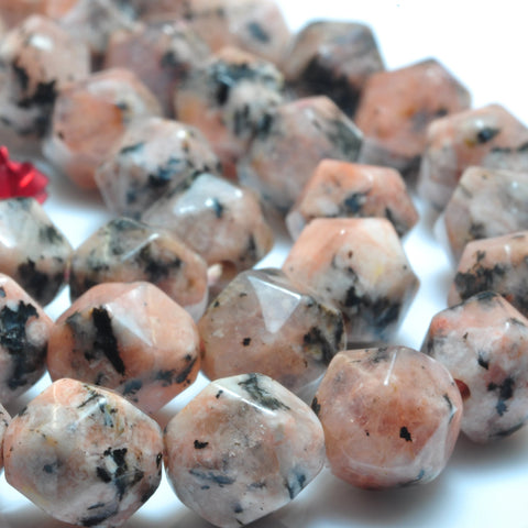 YesBeads Alabaster stone star cut faceted nugget loose beads pink gemstone wholesale jewelry making 15''